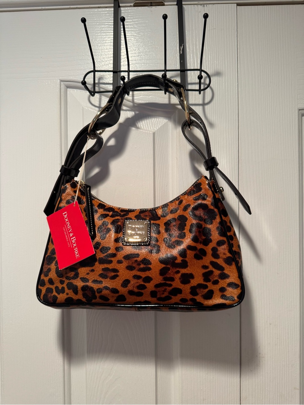 Dooney & Bourke  T” Moro Leopard Print Medium Shoulder Bag in Brown and Black